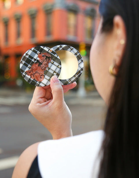 Hand Painted Coquette Puppy Compact Mirror
