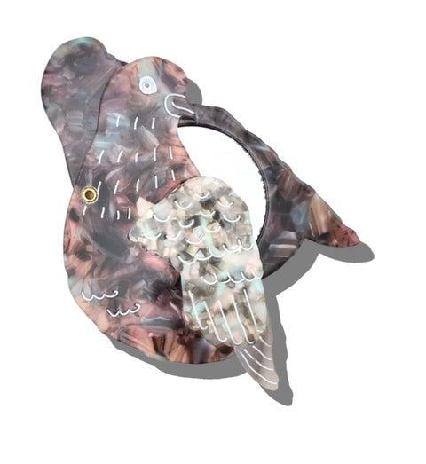 Hand Painted Pigeon Compact Mirror