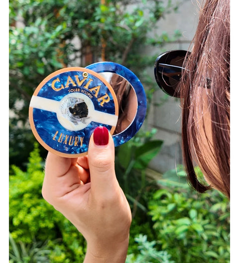Hand Painted Caviar Compact Mirror