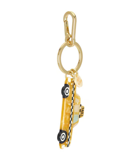 Hand Painted Yellow Taxi Cab Bag Charm & Key Chain