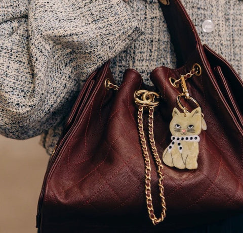 Hand Painted Scarf Kitten Bag Charm & Key Chain