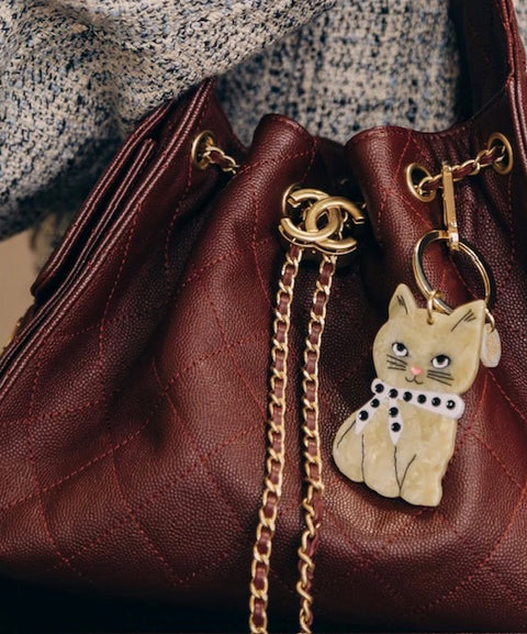 Hand Painted Scarf Kitten Bag Charm & Key Chain