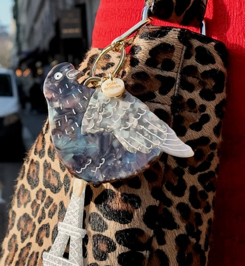 Hand Painted Pigeon Bag Charm & Key Chain