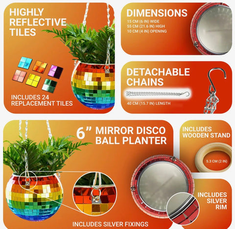 Disco Hanging Planter Rainbow