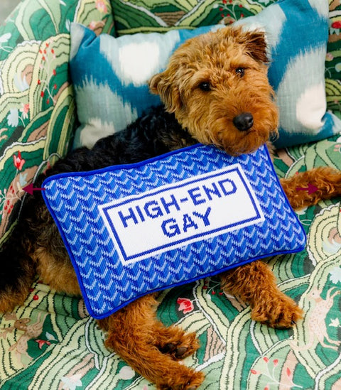 High-End Gay Needlepoint Pillow