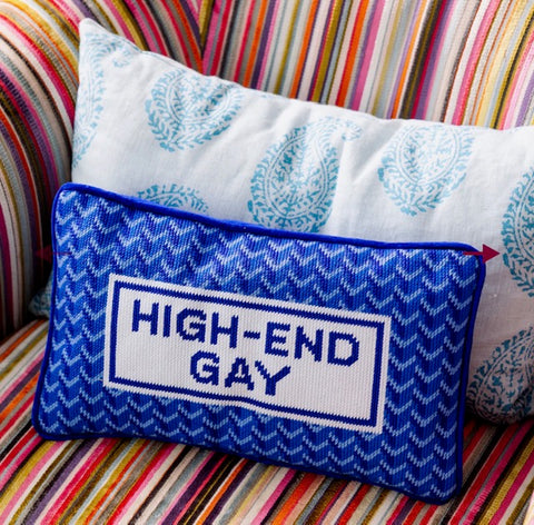 High-End Gay Needlepoint Pillow