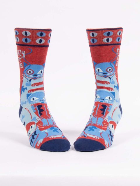 Blue Q Mens Socks Crazy Cat Dude