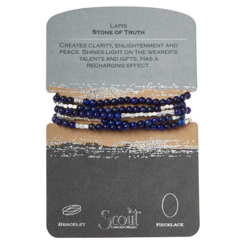 Stone Wrap Bracelet/Necklace/Lapis/Silver - Stone of Truth