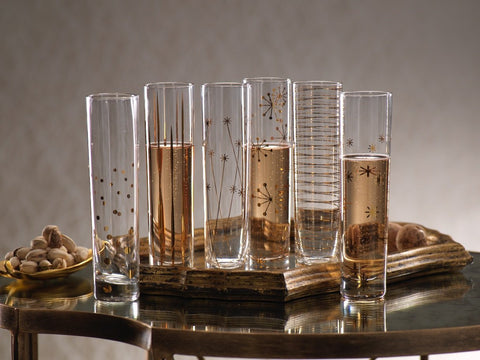 Zodax Kampari Slim Champagne Flutes with Gold Rim Set of 4