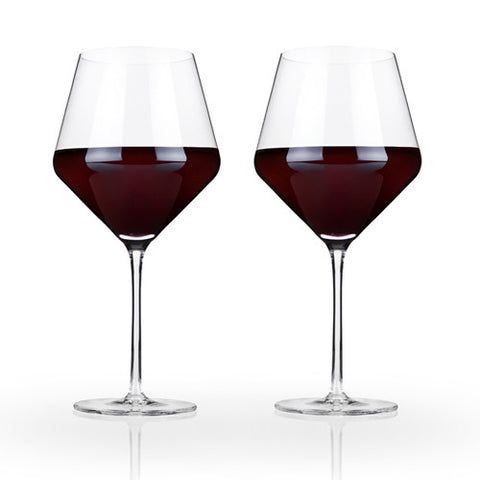 Raye: Crystal Burgundy Glass Set By Viski